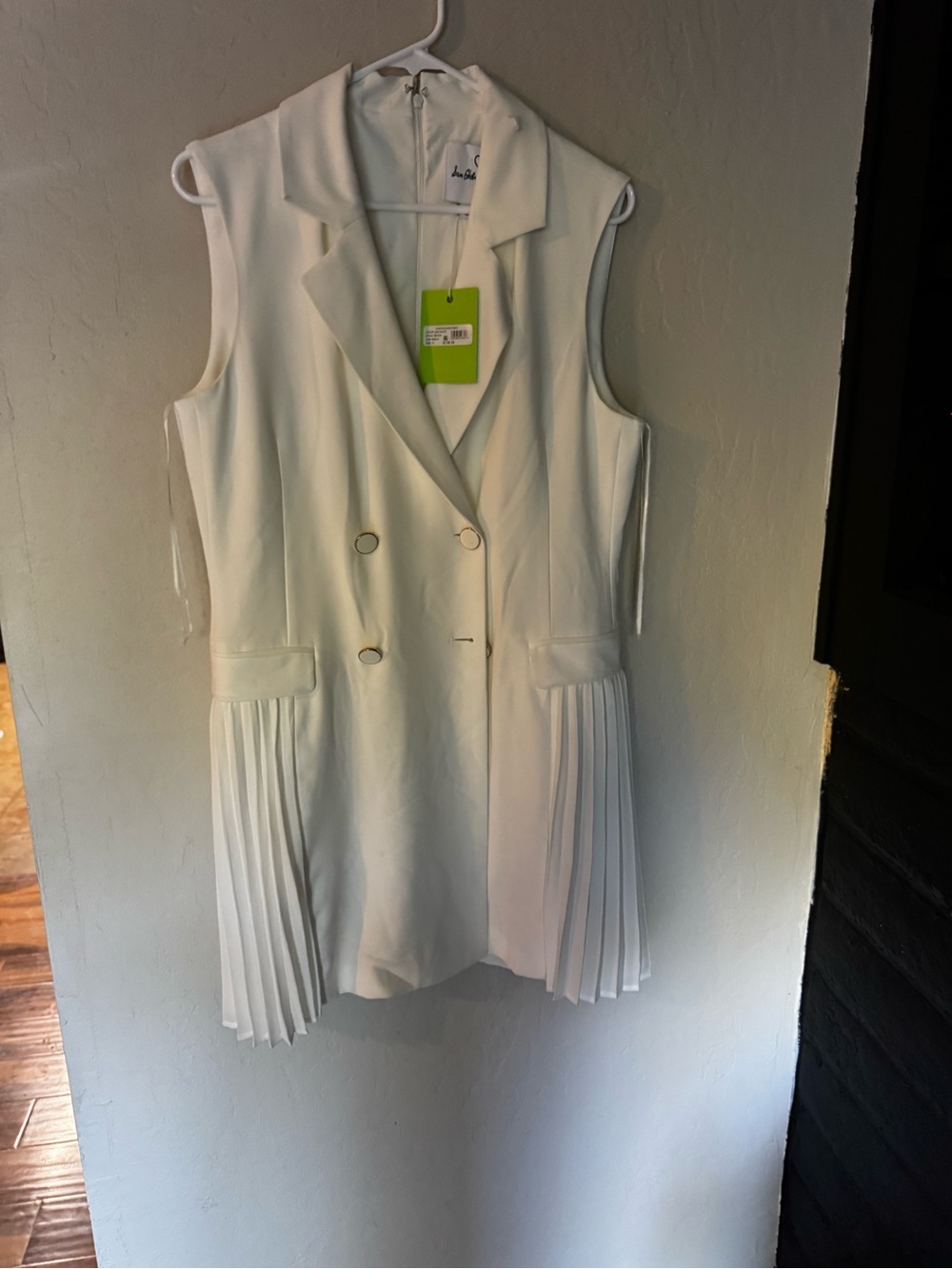 Sam Edelman White Sleeveless Blazer Dress